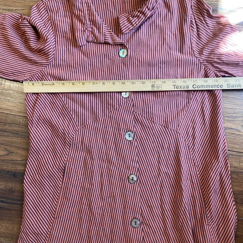 Soft Surroundings Women L Orange Striped Shirt Button Down Sasha Top Roll Tab - Picture 9 of 9